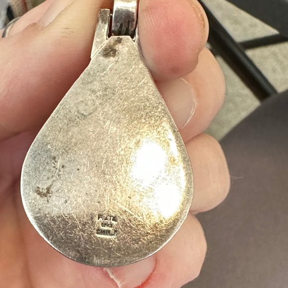 950 Mexican Sterling Silver. Lapis lazuli pendant enhancer bail. Genuine stone. - Picture 13 of 15